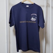 猫とイチオクノホシチャリティーTシャツ　ネイビーとインディゴブルー