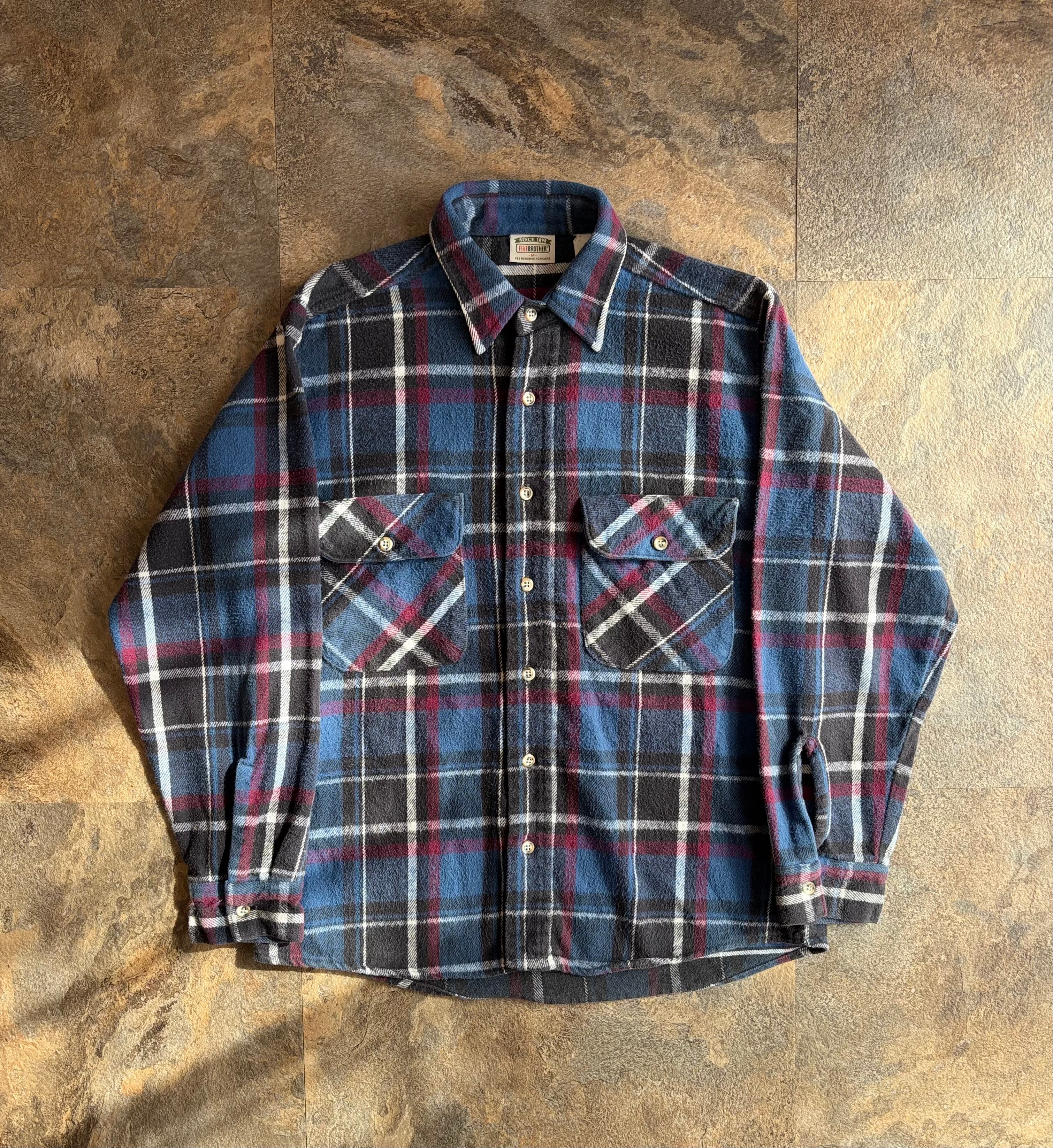 90s FIVE BROTHER ファイブブラザー ヘビーネルシャツ M USA | enishi