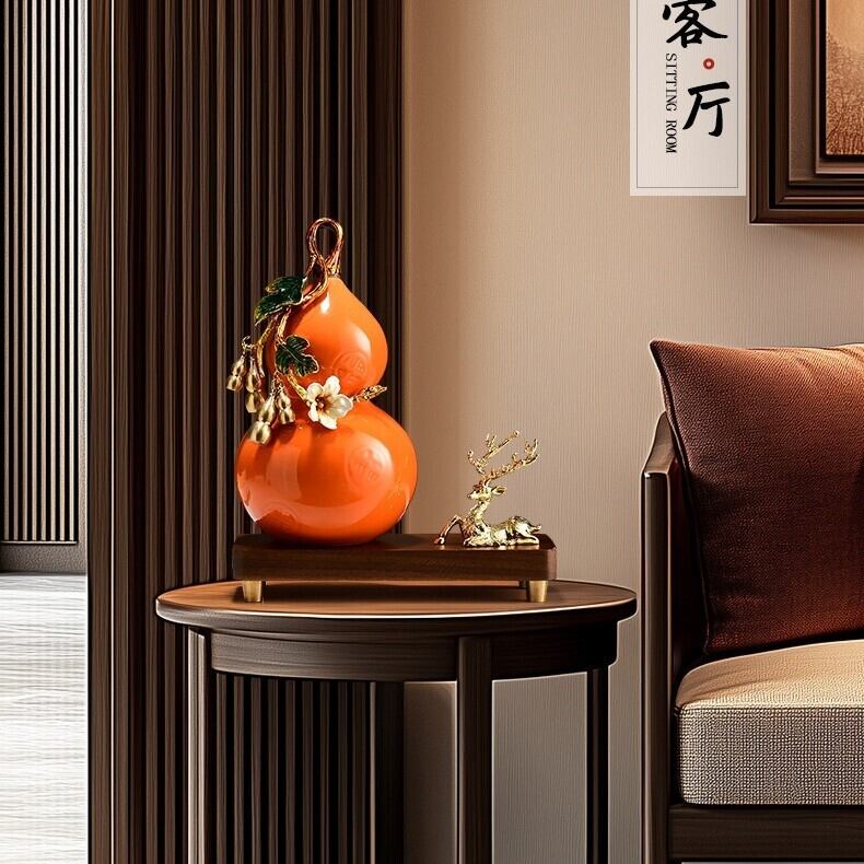 瓢箪 置物 オブジェ ひょうたん グリーン 緑 オレンジ 縁起物 財運 金