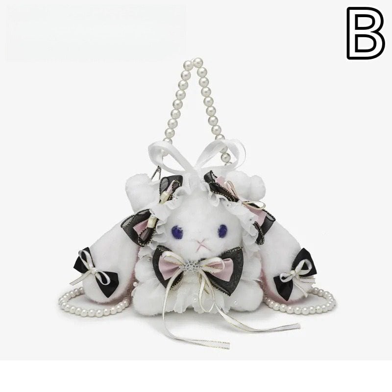 ロリータ風 ふわもこウサギの斜めがけバッグ かわいさ満点のぬいぐるみ