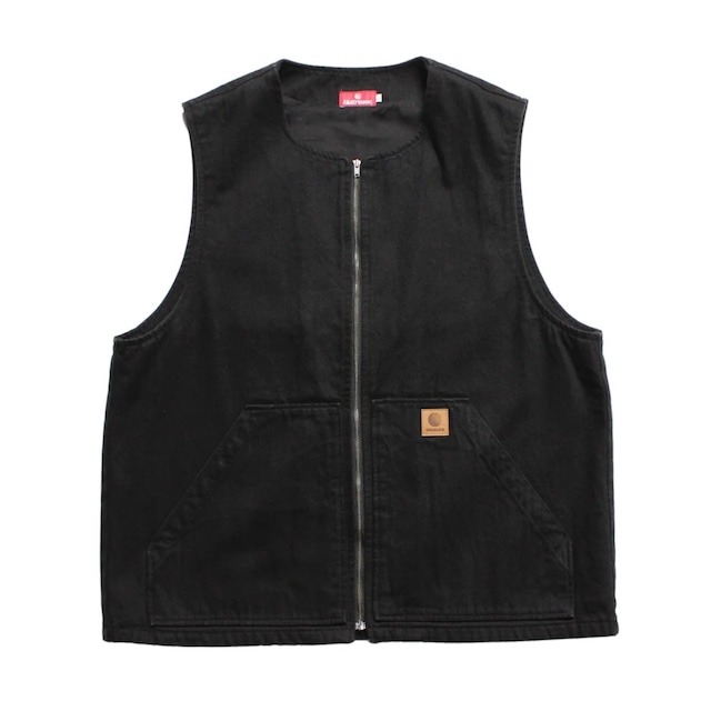 【HELLRAZOR】OVER DYE DENIM VEST - BLACK