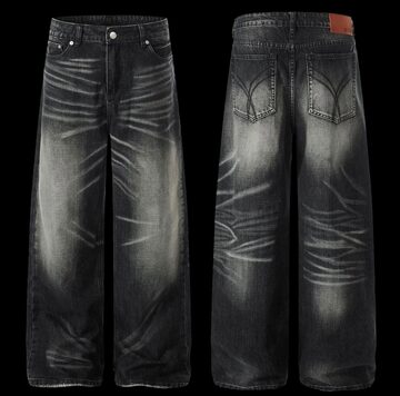 UCANTBELIKEME 26FW Washed Distressed Straight Leg Jeans with 