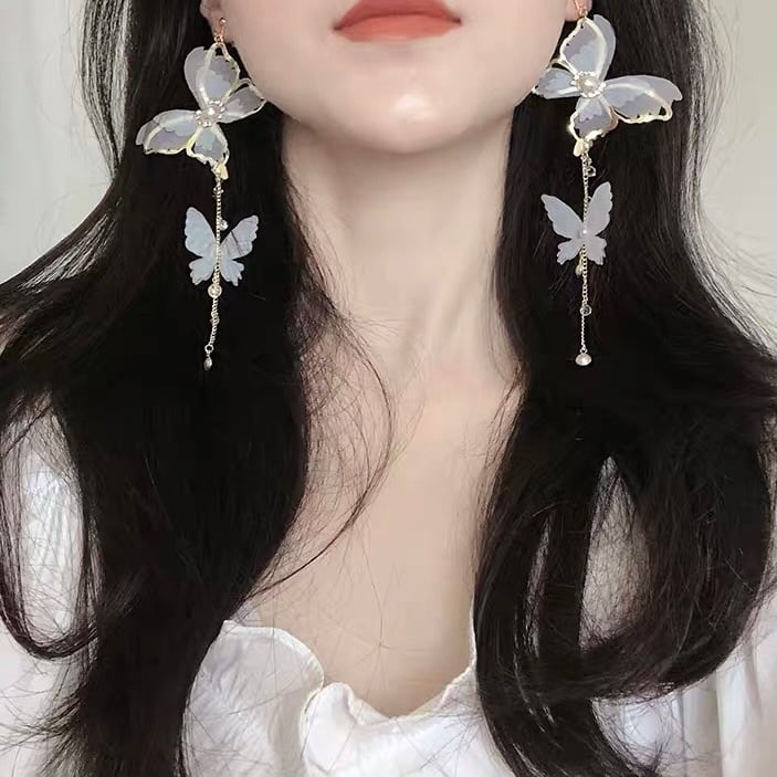 butterfly long earrings