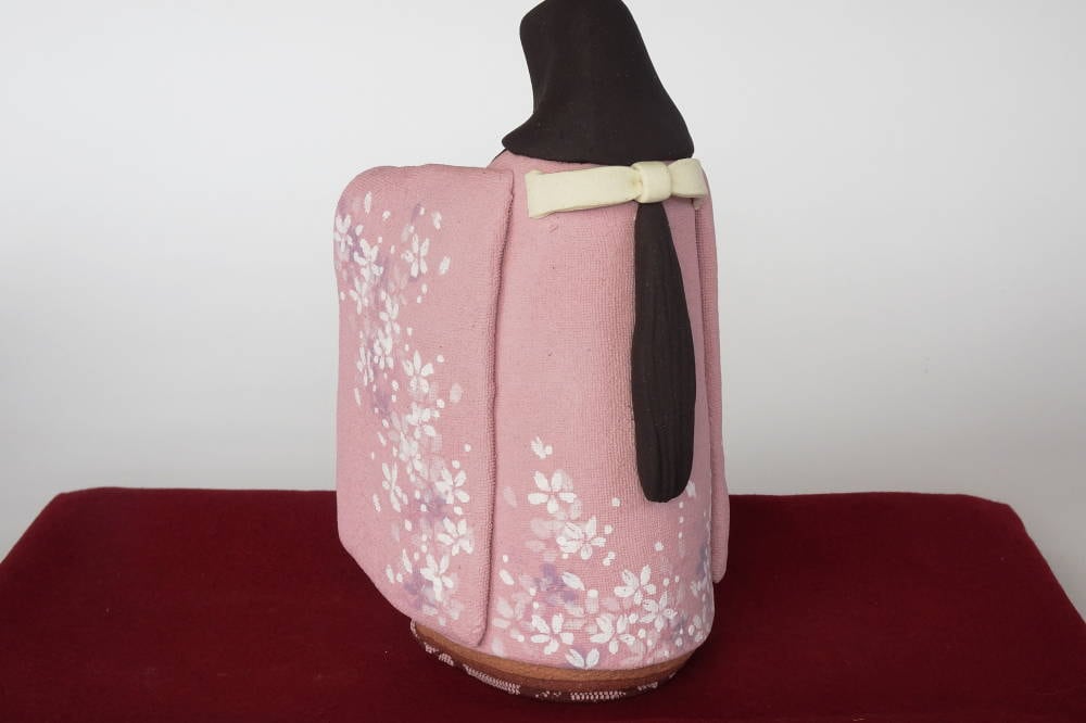 ひな人形(大) 立雛 陶雛 澤りか作 (女雛 ピンク/男雛 黒)お雛様 水洗い