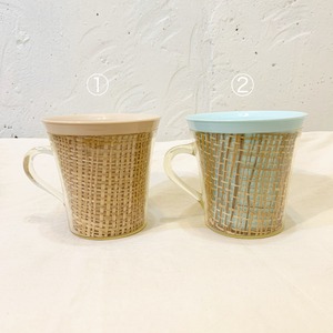 VINTAGE colorful raffiaware cups①②