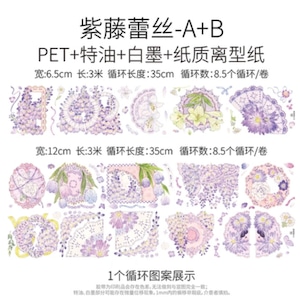 SND403B 新七天【紫藤蕾丝A+B】PETテープ  白インク 特殊インク 2種セット