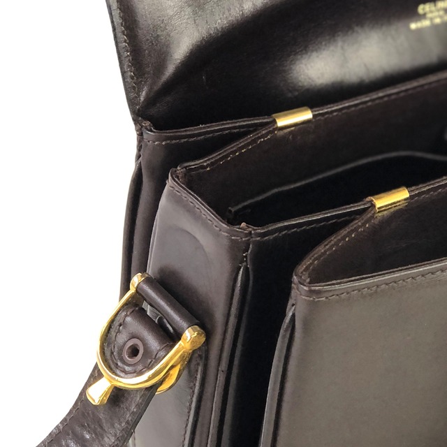 CELINE　セリーヌ　トリオンフ　ブラゾン　レザー　ショルダーバッグ　ブラウン　オールドセリーヌ　vintage　ヴィンテージ　8sd6f3
