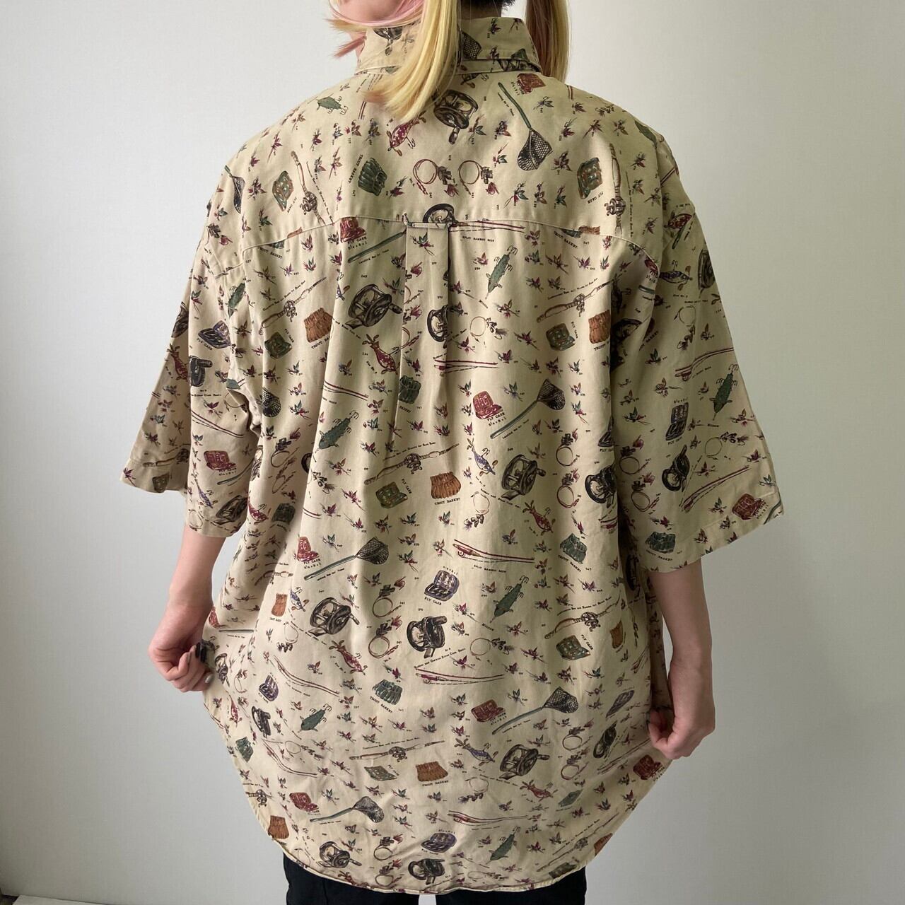 レア! 90s POLO Ralph Lauren フィッシング柄 ポロシャツ 90s 古着 ポロラルフローレン 希少 刺繍 ボーダー ポロシャツ ピンク
