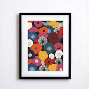 Colorful Bloom｜花々のエネルギーが溢れるカラフルアートポスター｜空間を華やかに彩る北欧モダンなインテリアデザインにA4ポスター