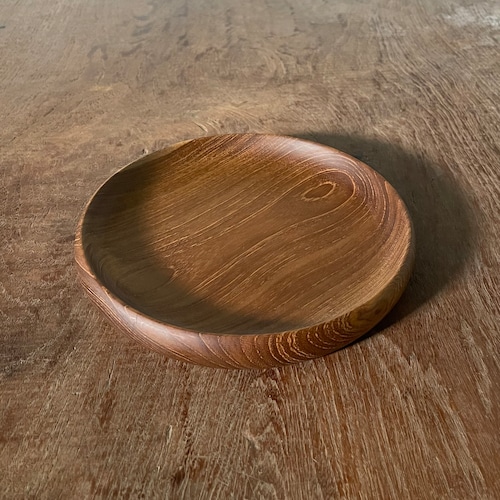 木製 お皿/チーク　XXL(直径約22cm x 高さ約2.5cm)