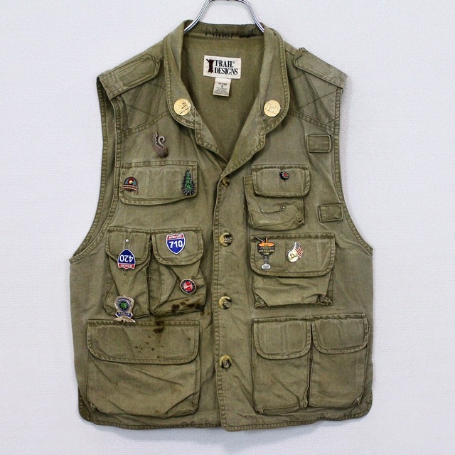 【Caka act2】Pins Custum Pocket Gimmick Vintage Loose Vest