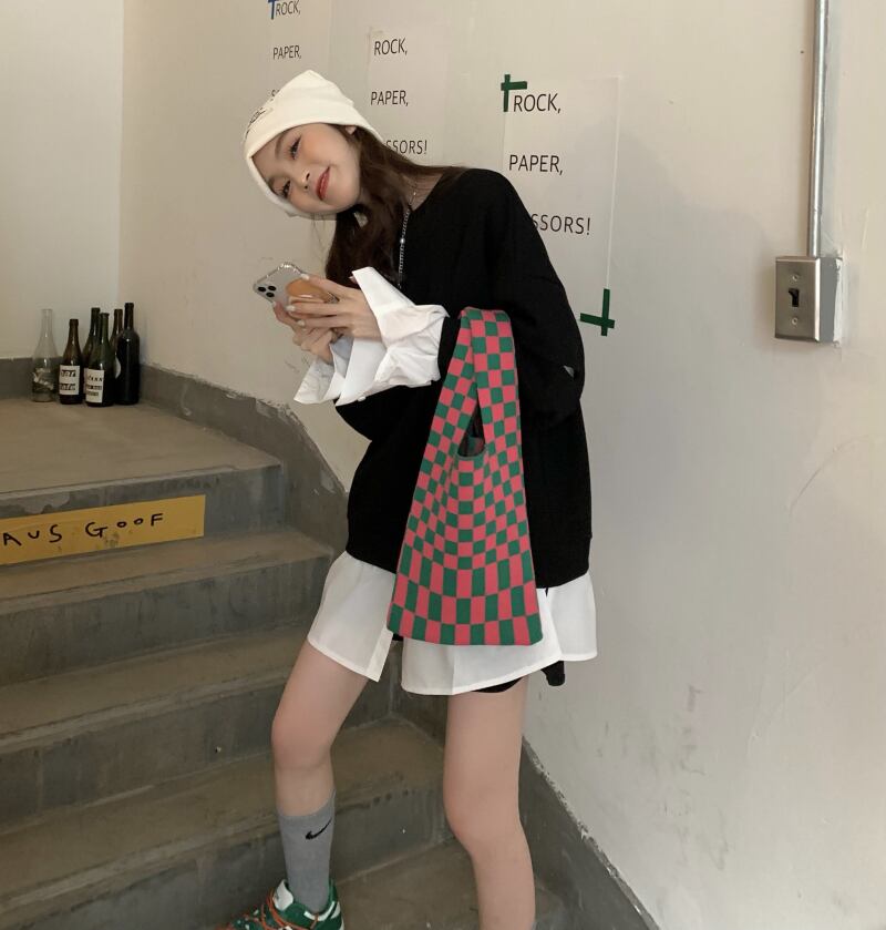 薄手セーター コート オータムブラックトップス ロング 秋物 モンロー97196128753