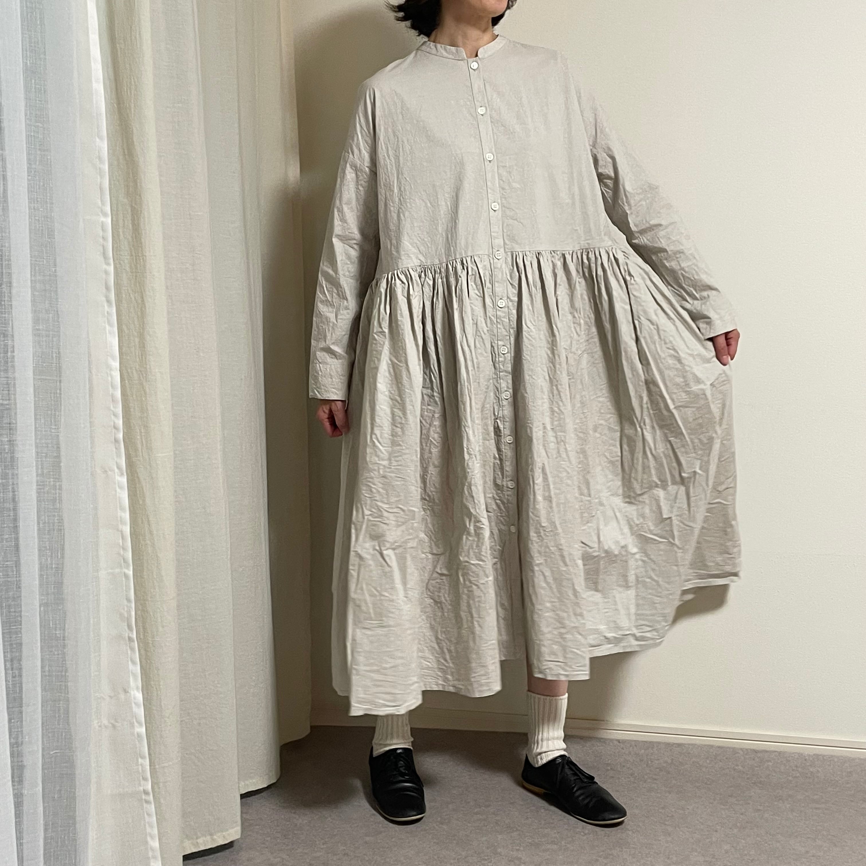 Gauze# SWITCHING GATHER SHIRT DRESS/スイッチングギャザーシャツ