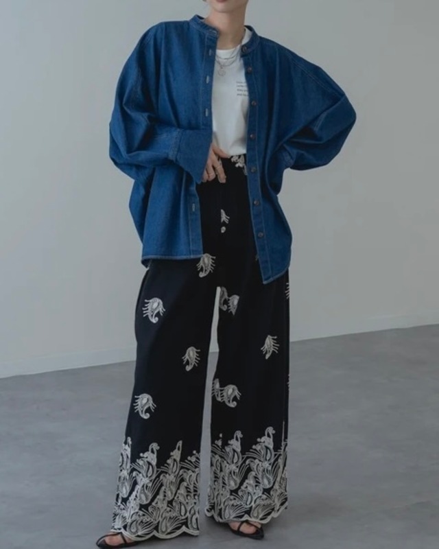 embroidere cotton pants