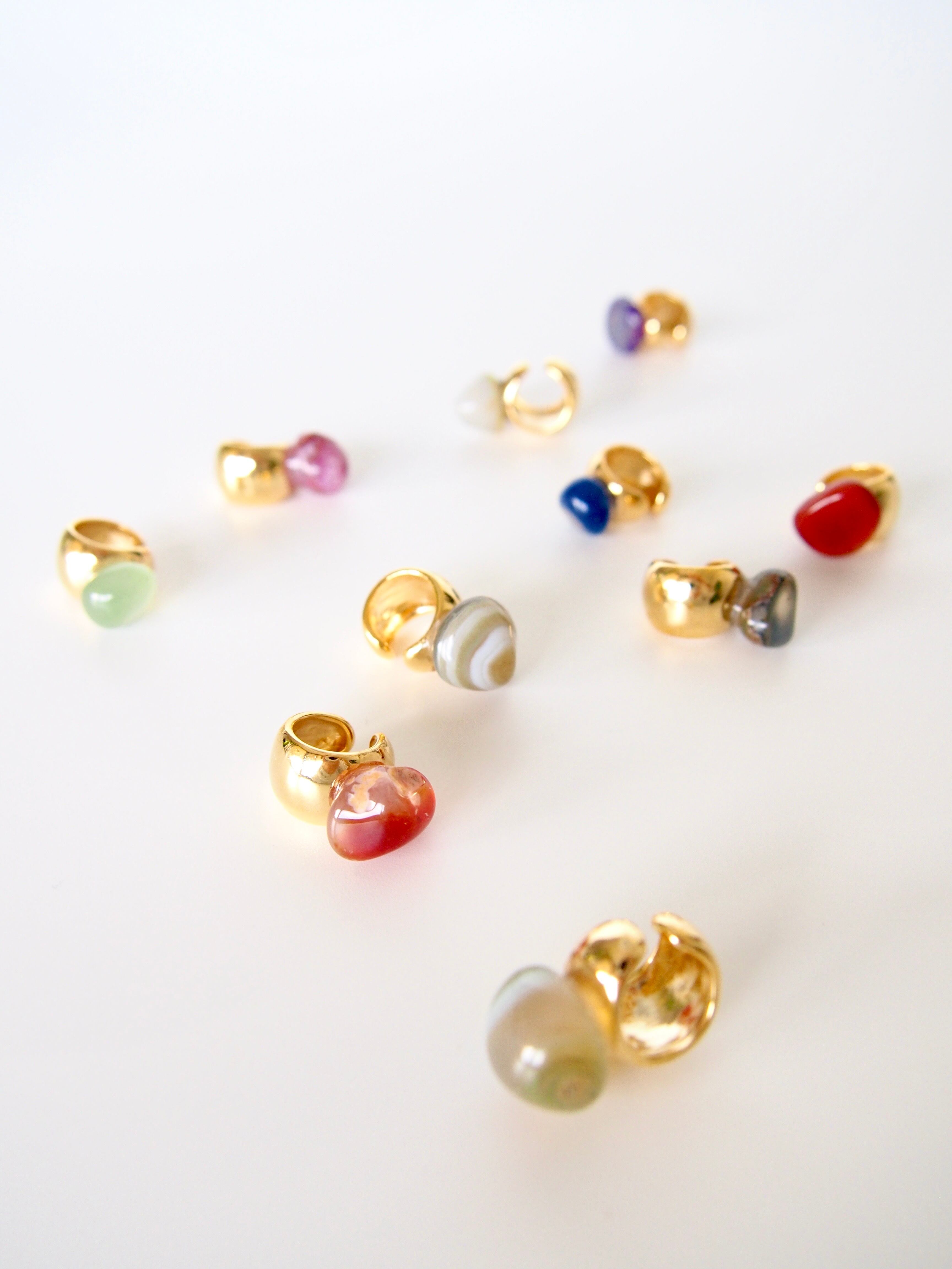 "Agate metal ear cuff " - reversible - GOLD