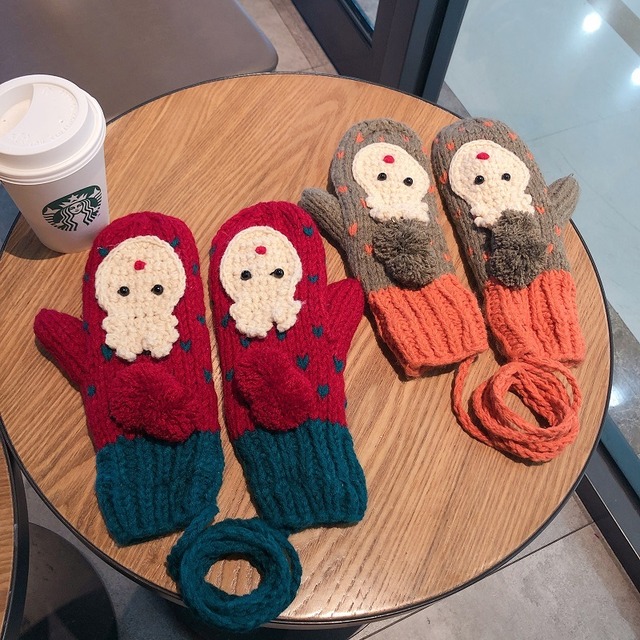 グローブ ウィンターベルベットニットウール 大人ガーリー スウィート キュート カジュアル 冬物 ブラック・アイド・ピーズ25000583963