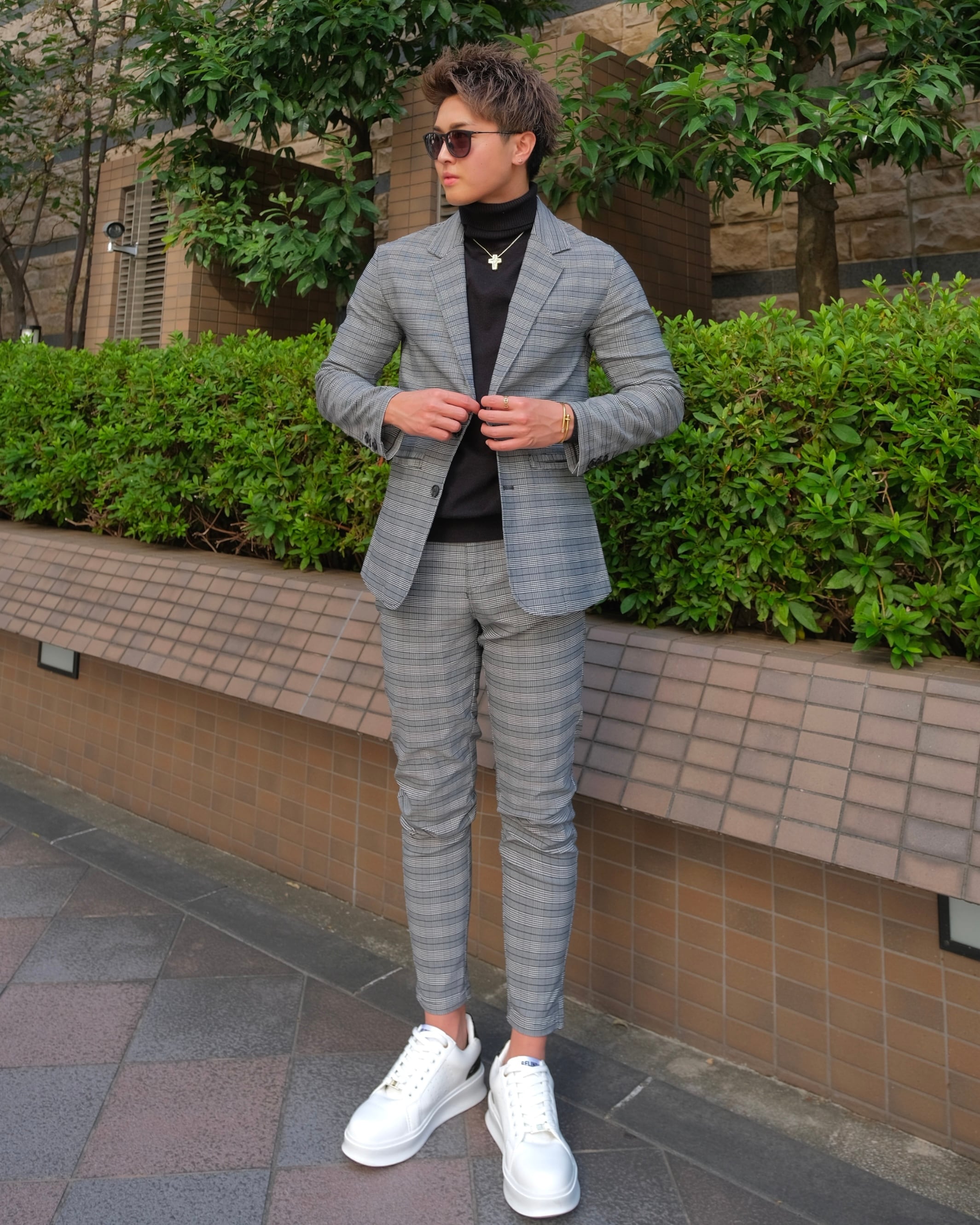BELINDA セットアップ グレー スリムフィット スラックス BELINDA ORIGINAL CHECK SLACKS【BB25028】 | BELINDA OFFICIAL