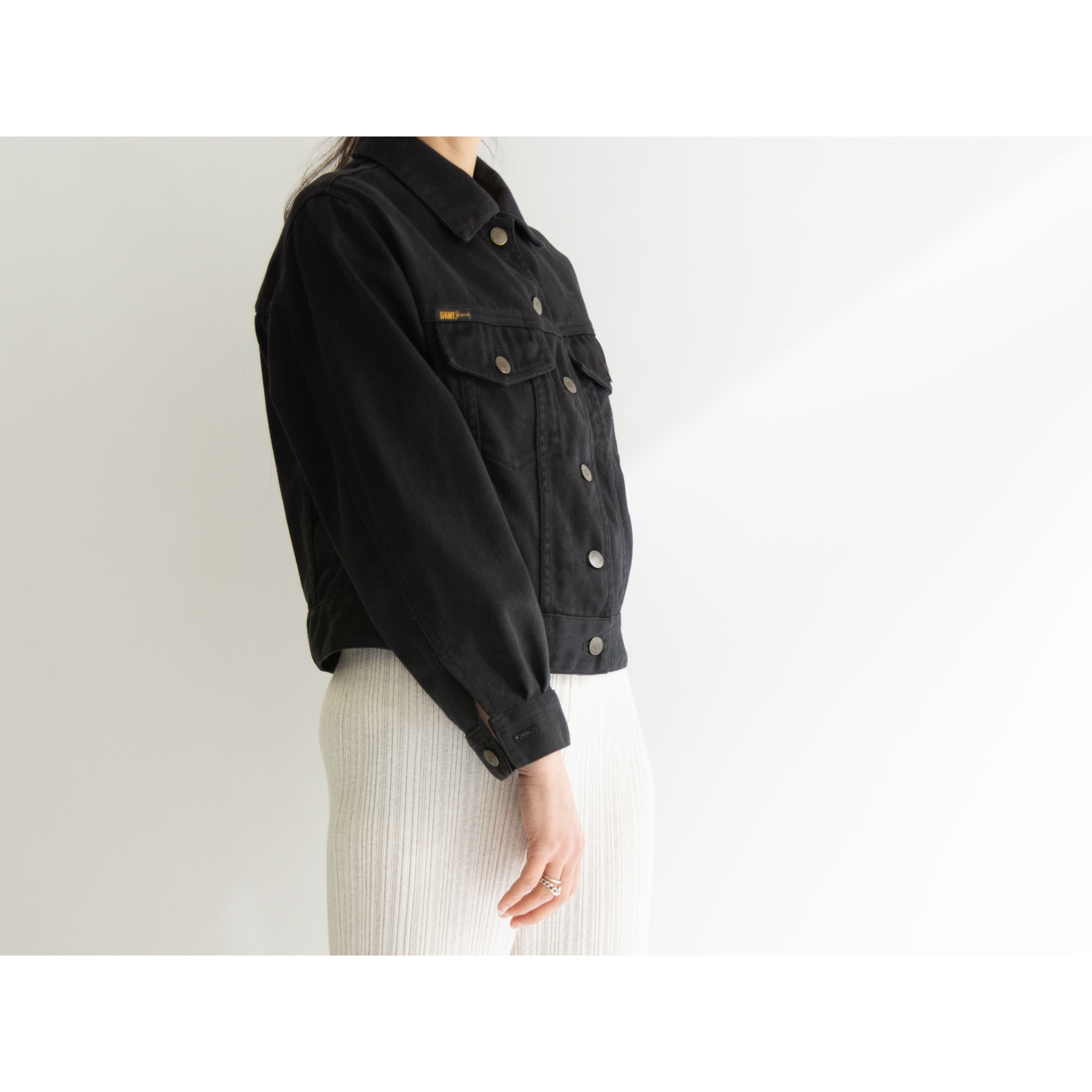 【DKNY JEANS】Made in Hong Kong 90's 100% Cotton Black Denim Jacket（ダナキャランジーンズ 香港製 コットンブラックデニムジャケット）