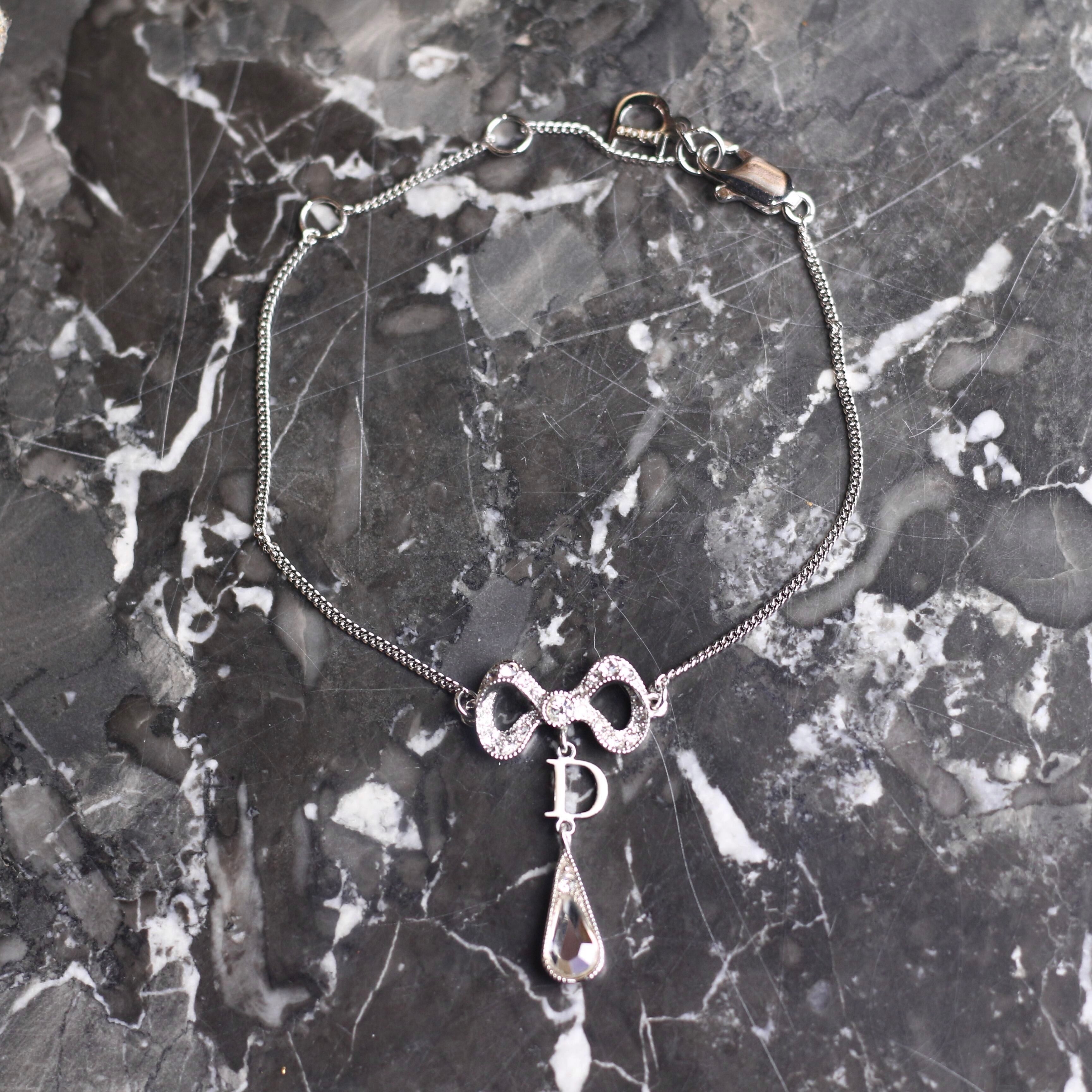 Christian Dior LOGO TEAR DROP RIBBON DESIGN CHAIN BRACELET