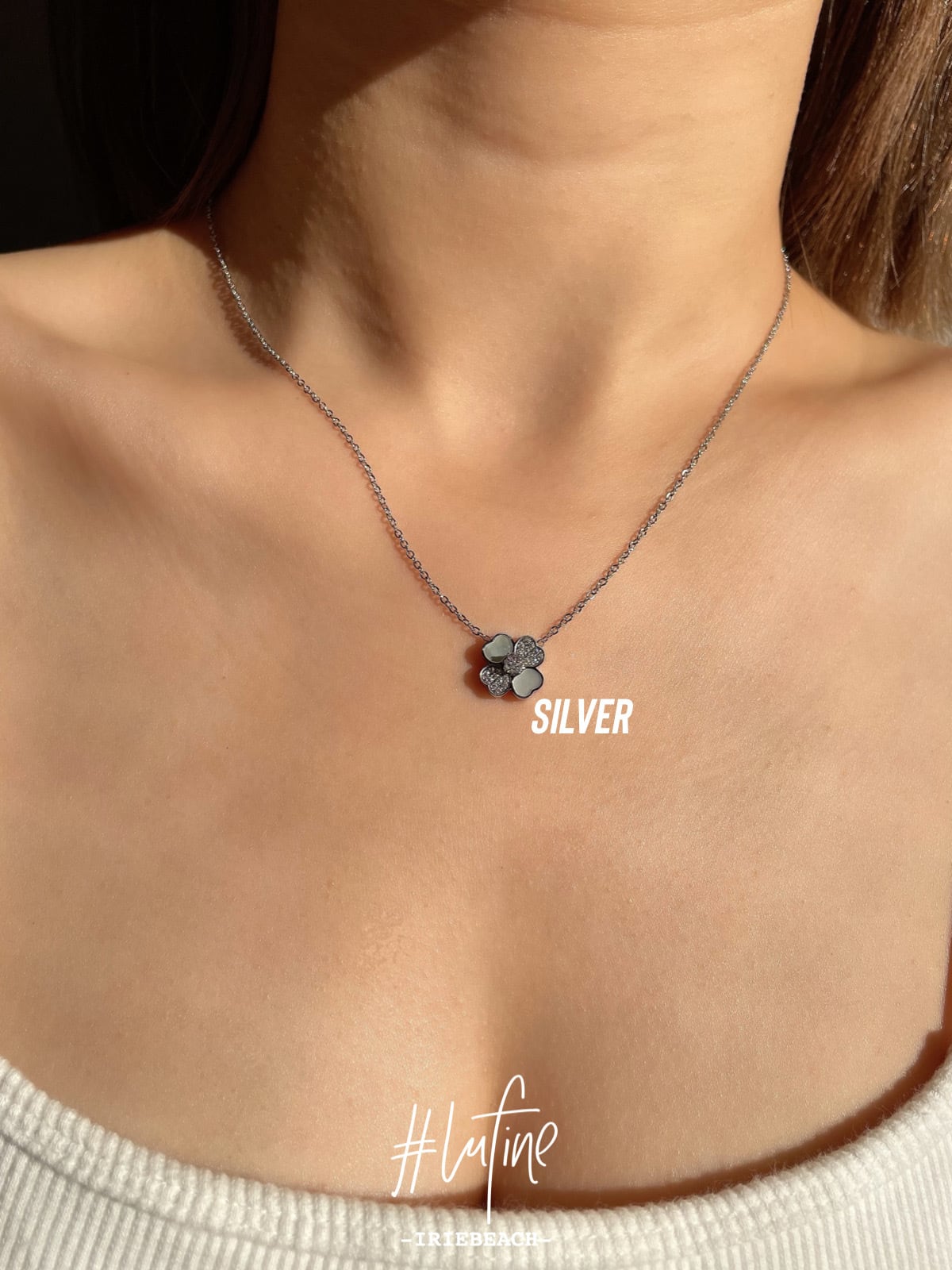 lufine】shell cz clover necklace | IRIEBEACH