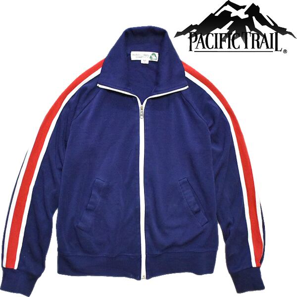 1点物◇ビンテージPACIFIC TRAIL紺ライン入りジャージ古着Mメンズ