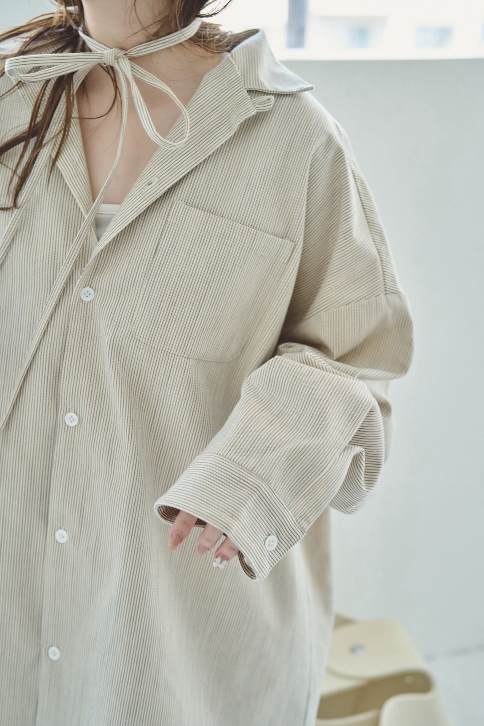 リボンタイストライプセットアップ