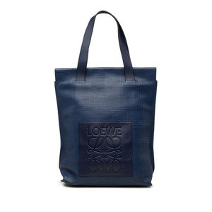ロエベ アナグラム ショッパー トートバッグ ブルー PVC レザー レディース LOEWE 中古