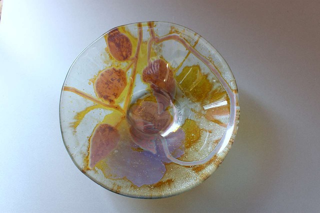 ツタとゆうなの花 ガラスボウル・１