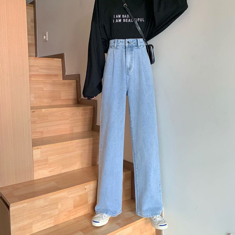 パンツ オータムハイウェスト薄手ジーンズ ルーズ 秋物 萌量不足10422501371