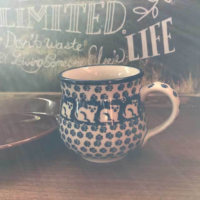 マグカップ 猫柄 ポーランド陶器 ポーリッシュポタリー 北欧 猫グッズ