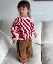 韓国子供服 / 26winter / cream bbang / 裏起毛ボーダーラバトレーナー / キッズ / 冬服 *XXS~JS*