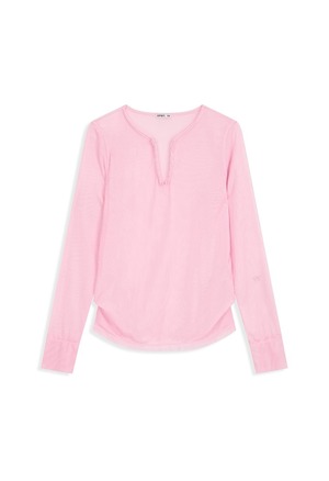 [OPEN YY] MESH HOOK HENLEY LONG SLEEVE, PINK 正規品 韓国ブランド 韓国通販 韓国代行 韓国ファッション オープン ワイワイ 日本 店舗