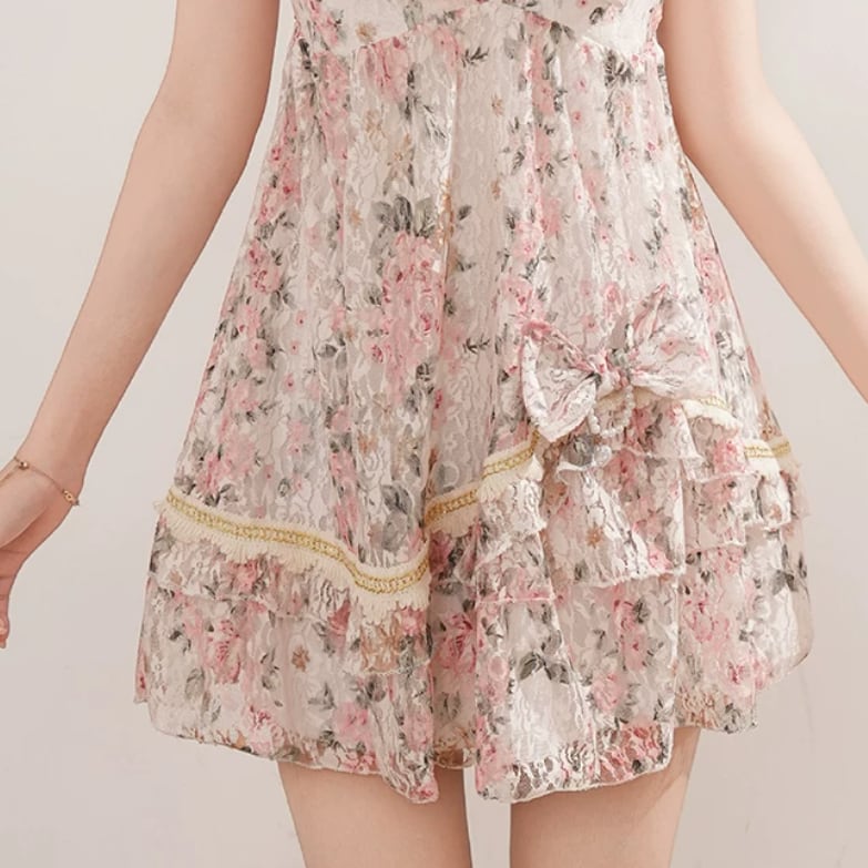 2色／花柄リボンレースキャミワンピ ・77567 | sucrier ( シュクリエ