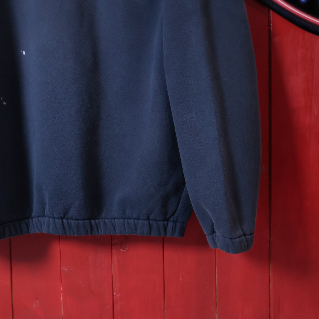 90s POLO RALPH LAUREN ハーフジップスウェット 赤×ネイビー エポレット 金ボタン