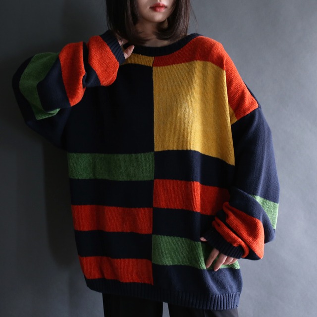 colorful switching pattern loose knit