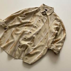 -USED- PAISLEY STRIPE L/S SHIRTS -BEIGE- [表記なしL〜XL程度]