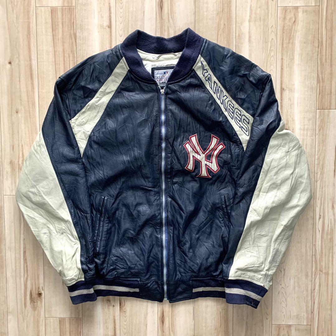 MLB YANKEES ヤンキース MIRAGE レザージャケット 刺繍ロゴ | 古着屋2000