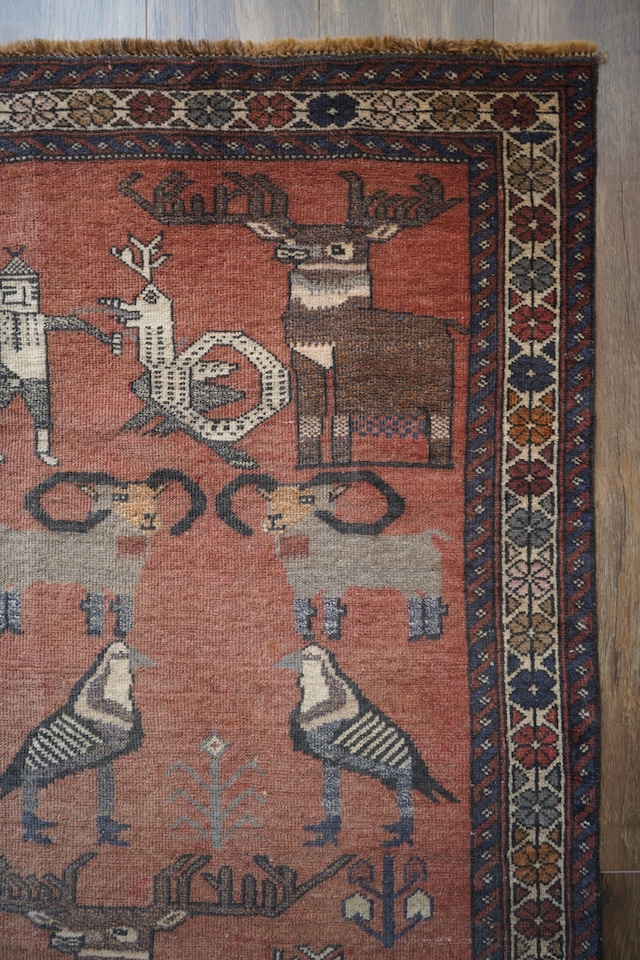 【1073】Vintage Afghan Baluch rug 1970's