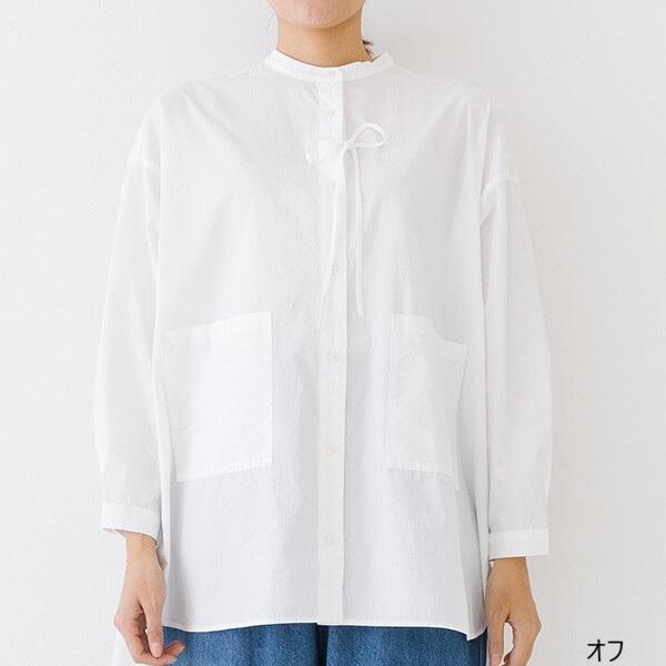 kermu（ケルム）コットンポプリンワッシャー 前ストリングオーバーシャツ