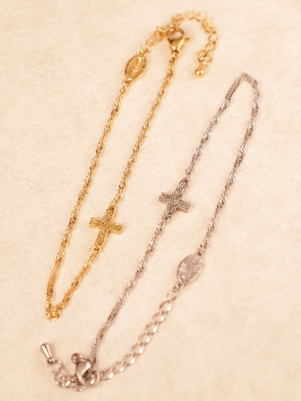 screw 】 316L medai & cross anklet #a25 | rani