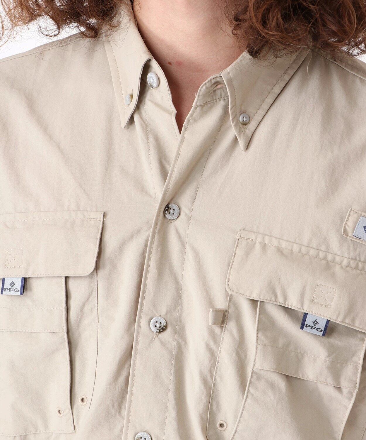 Columbia コロンビア シャツ サイズ:XL PFG ナイロン 半袖 シャツ バハマ フィッシングシャツ FM7047 ホワイト 白 トップス カットソー カジュアルシャツ アウトドア ブランド【メンズ】