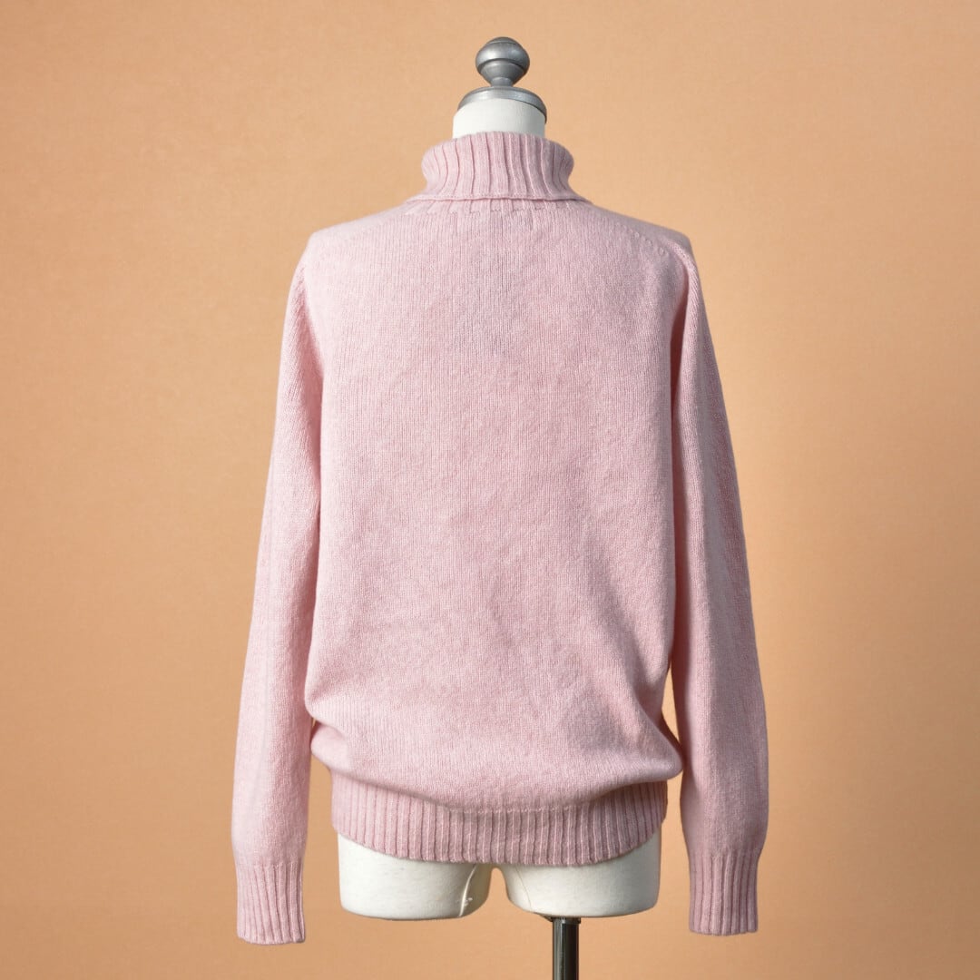 ARMEN アーメン  ラムウールポロネックラグランニット・ライトピンク【送料無料】