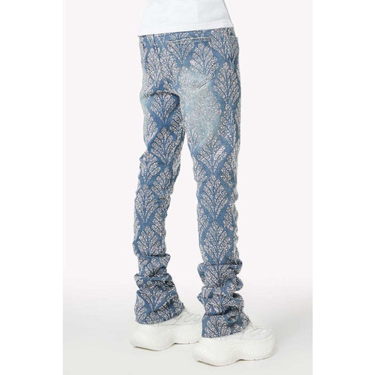 GUAPI / steel blue embellished denim V2