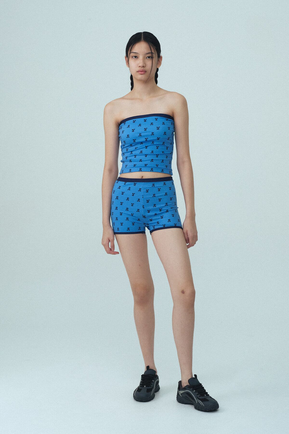 Rest & Recreation] LOGO PATTERN TUBE TOP BIKINI - BLUE 正規