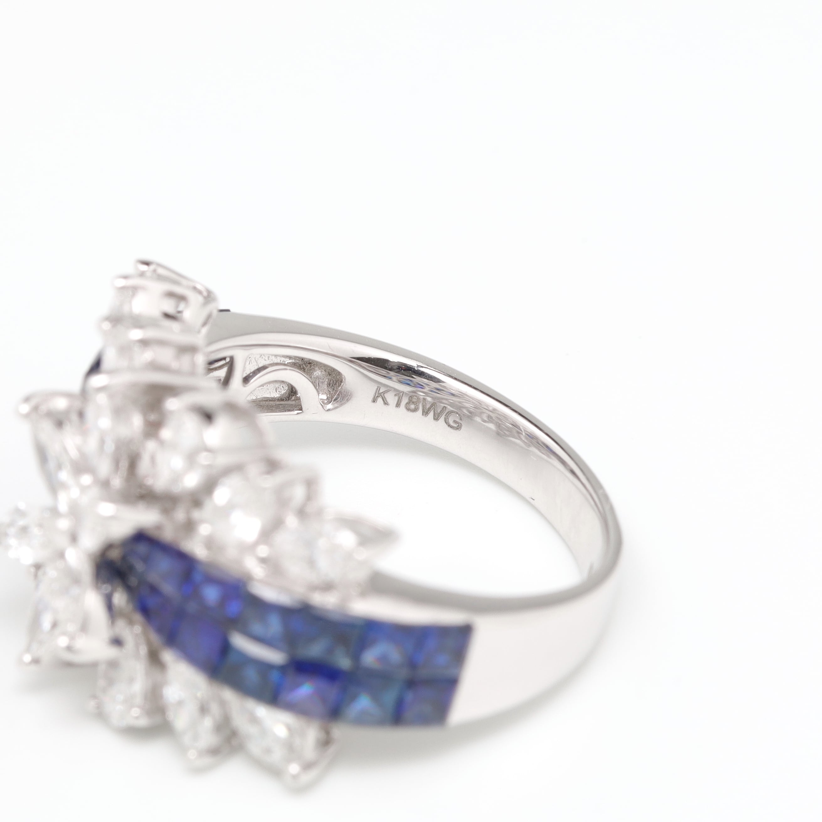ミステリーセッティング サファイア リング K18(WG) / 2.850ct / DA