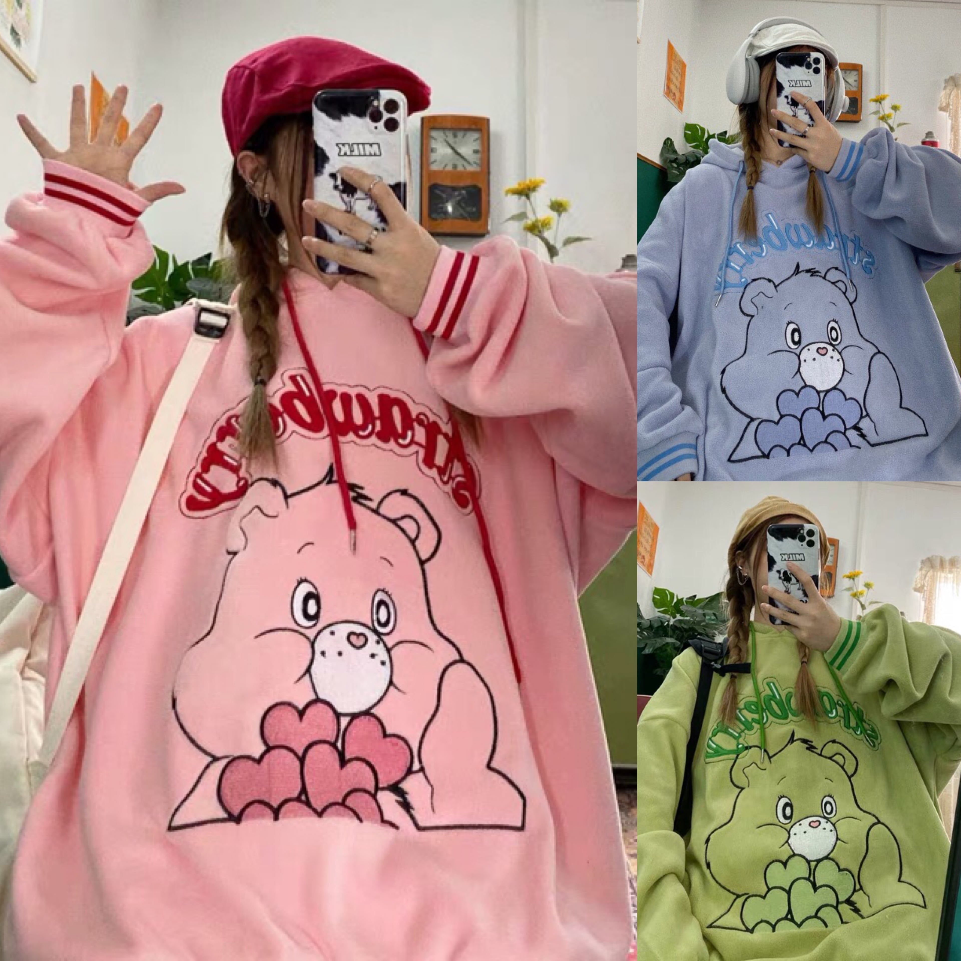 ピンク オーバーサイズ スウェット トレーナー 3カラー】オーバーサイズ スウェット トレーナー ピンク