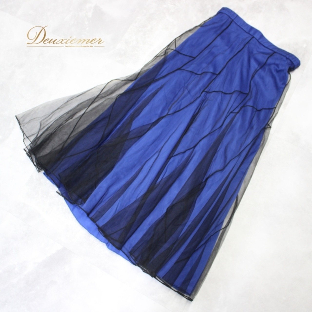 社交ダンス 衣装 スタンダード スカート レッスンウェア 女性用 レディース オールシーズン 青 黒 Mamin マーミン ブラック系 ブルー系 レース シンプル ポリエステル 総丈 約85.5cm ウエスト 約35cm 伸縮性有り デザイン スタイリッシュ