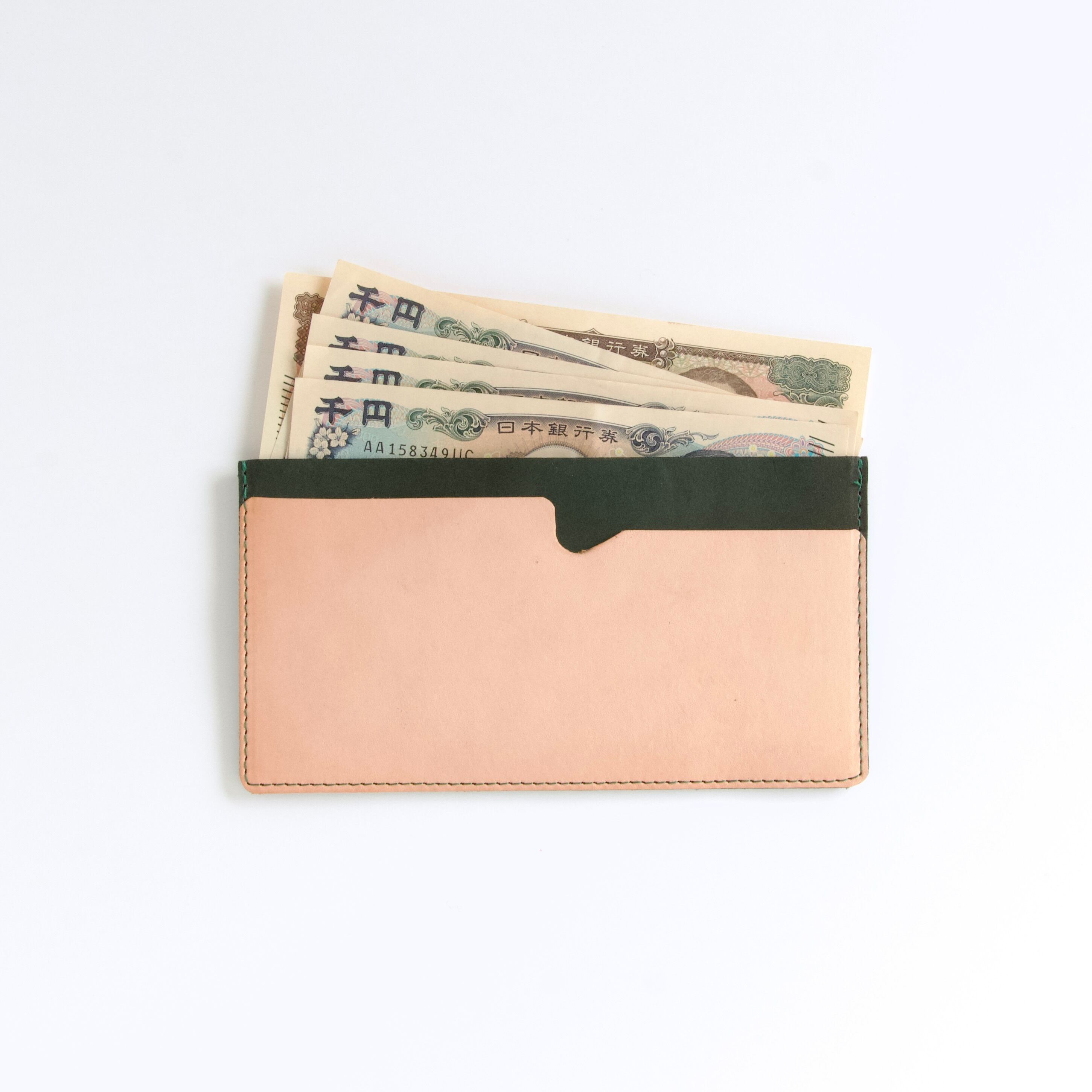 お札入れ・お札ケース | Italy 本革・レザー ダークグリーン×ヌメ