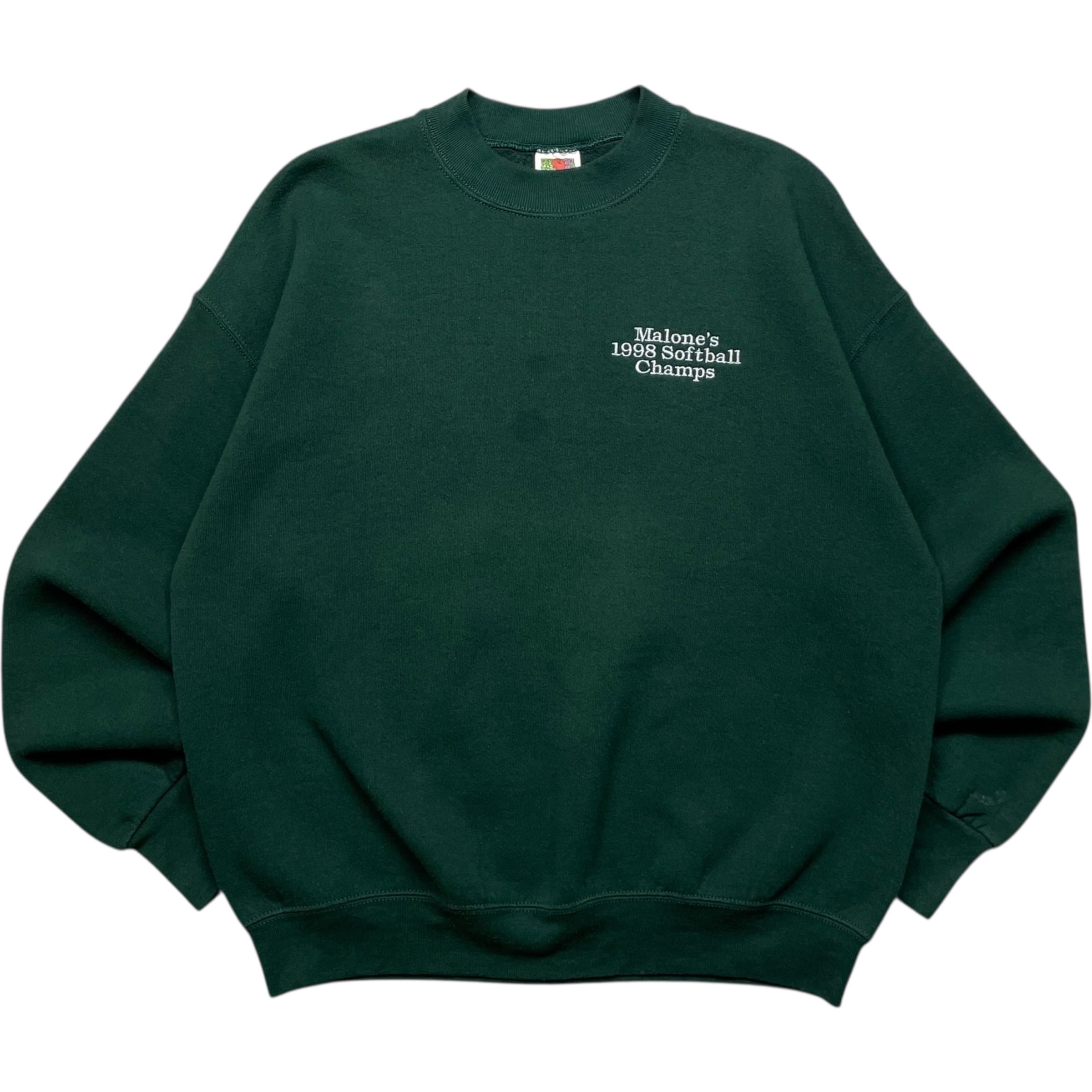 《L》 FRUIT OF THE ROOM フルーツオブザルーム スウェット 刺繍デザイン グリーン 90年代 vintage no.9449