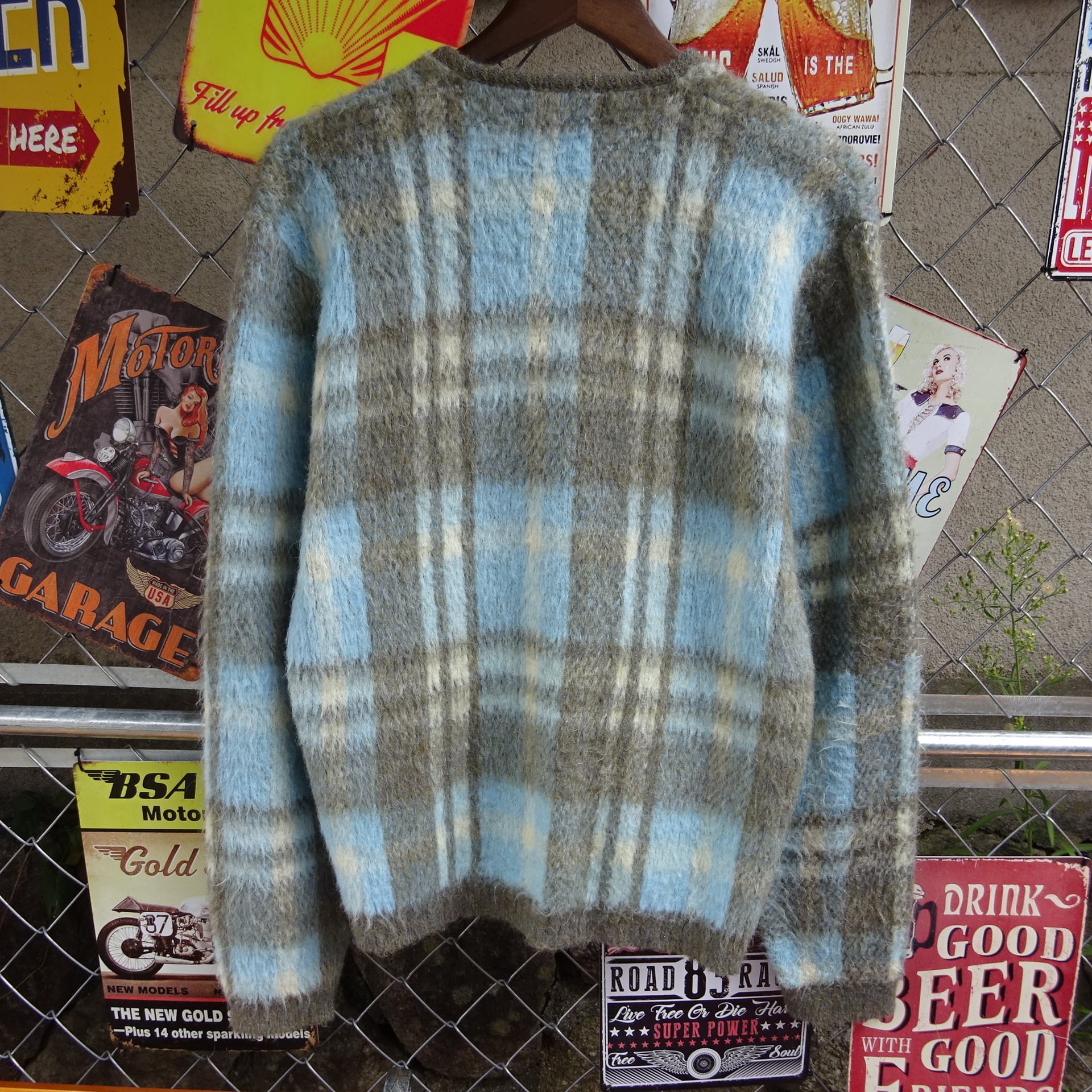 ゲリラ値下げsize M モヘアカーディガン　ブルーグレイ size M】モヘアカーディガンブルーグレイ